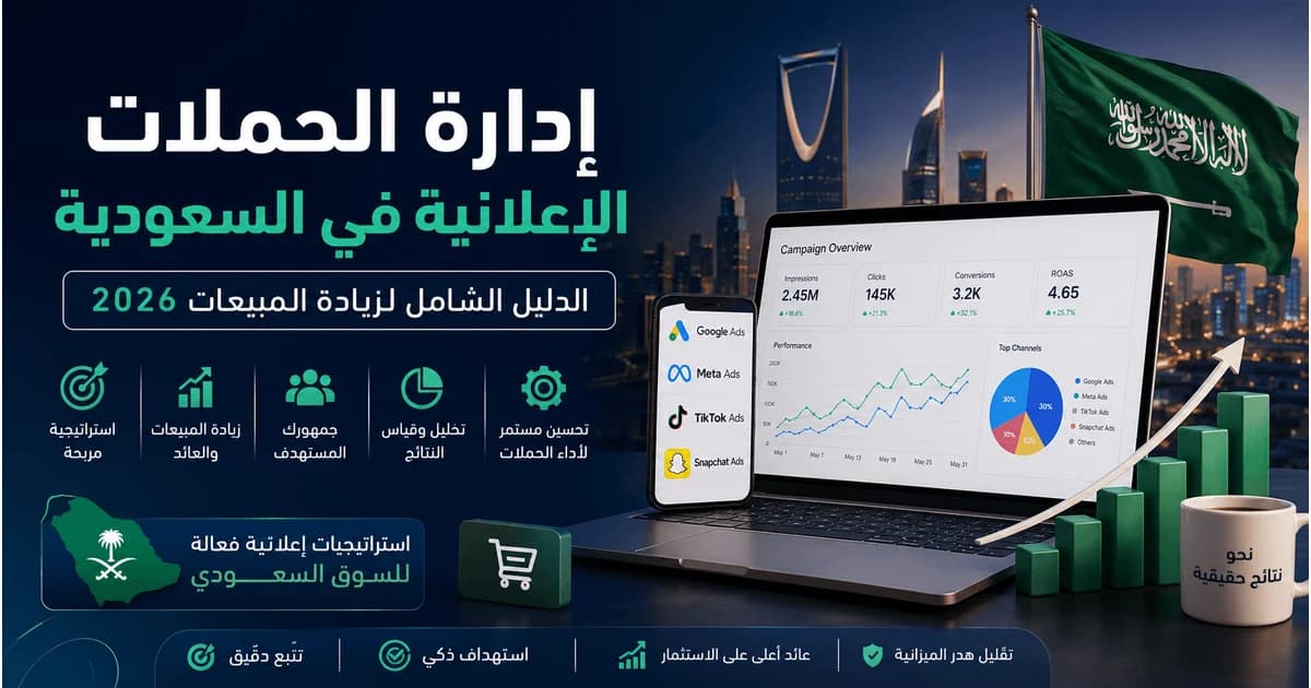 إدارة الحملات الإعلانية في السعودية عبر Google وMeta وTikTok